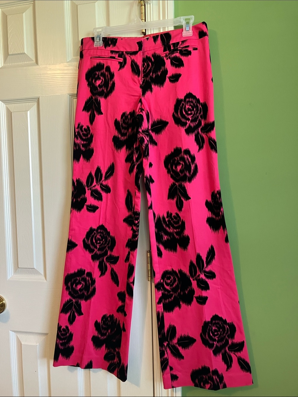 Trina Turk Hot Pink Wide-Leg Floral Trousers